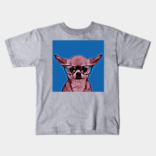 Geek Chihuahua in Warhol Pop Art Lithograph (Blue Background) - Print / Home Decor / Wall Art / Poster / Gift / Birthday / Chihuahua Lover Gift / Animal print Canvas Print Kids T-Shirt